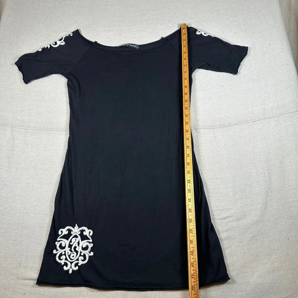Fairy Grunge Black‎ Embroidered Off Shoulder Mini Dress Large Goth Y2K Punk